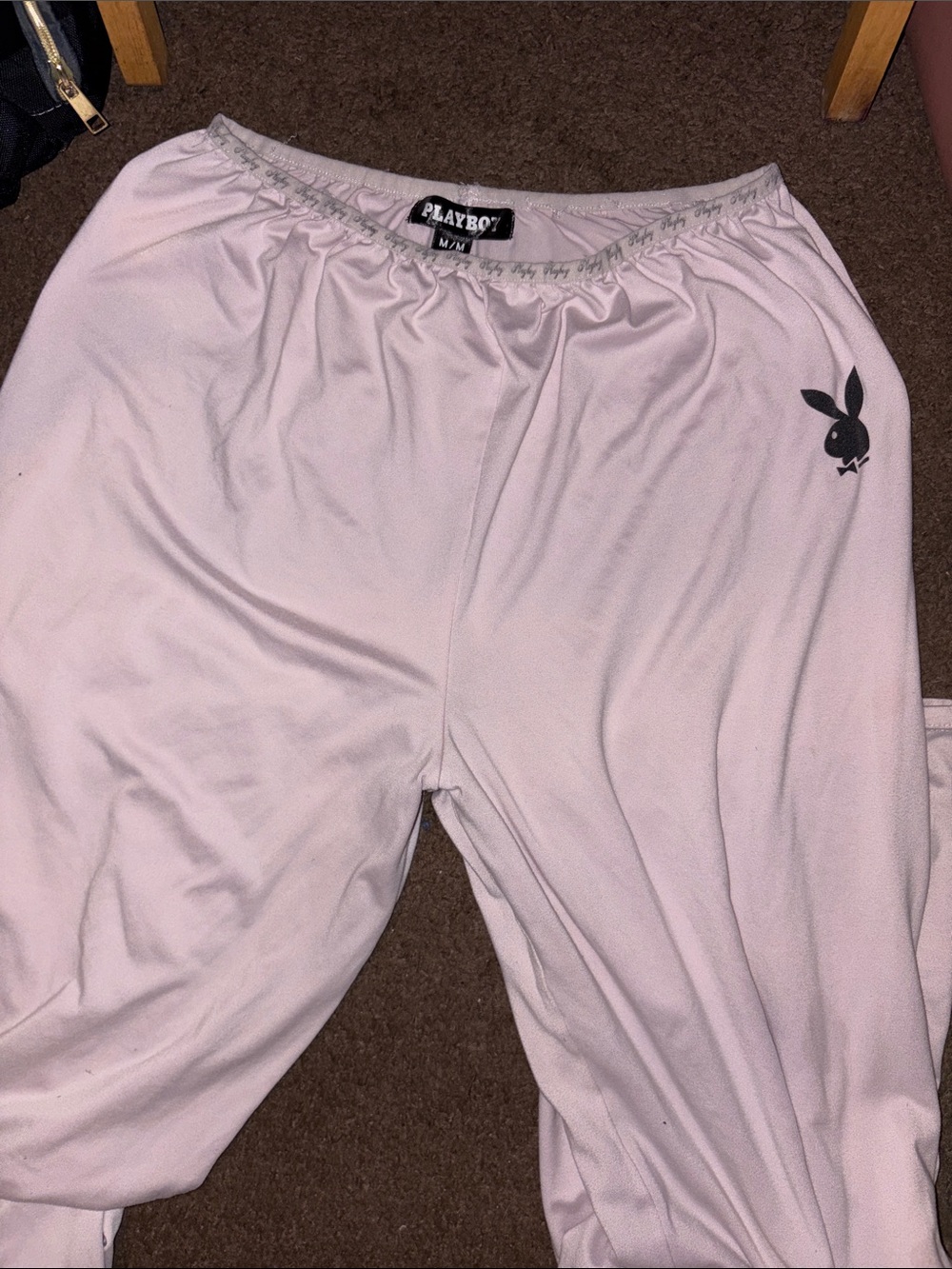 PLAYBOY Light Pink Pajama Pants with Black Bunny Logo